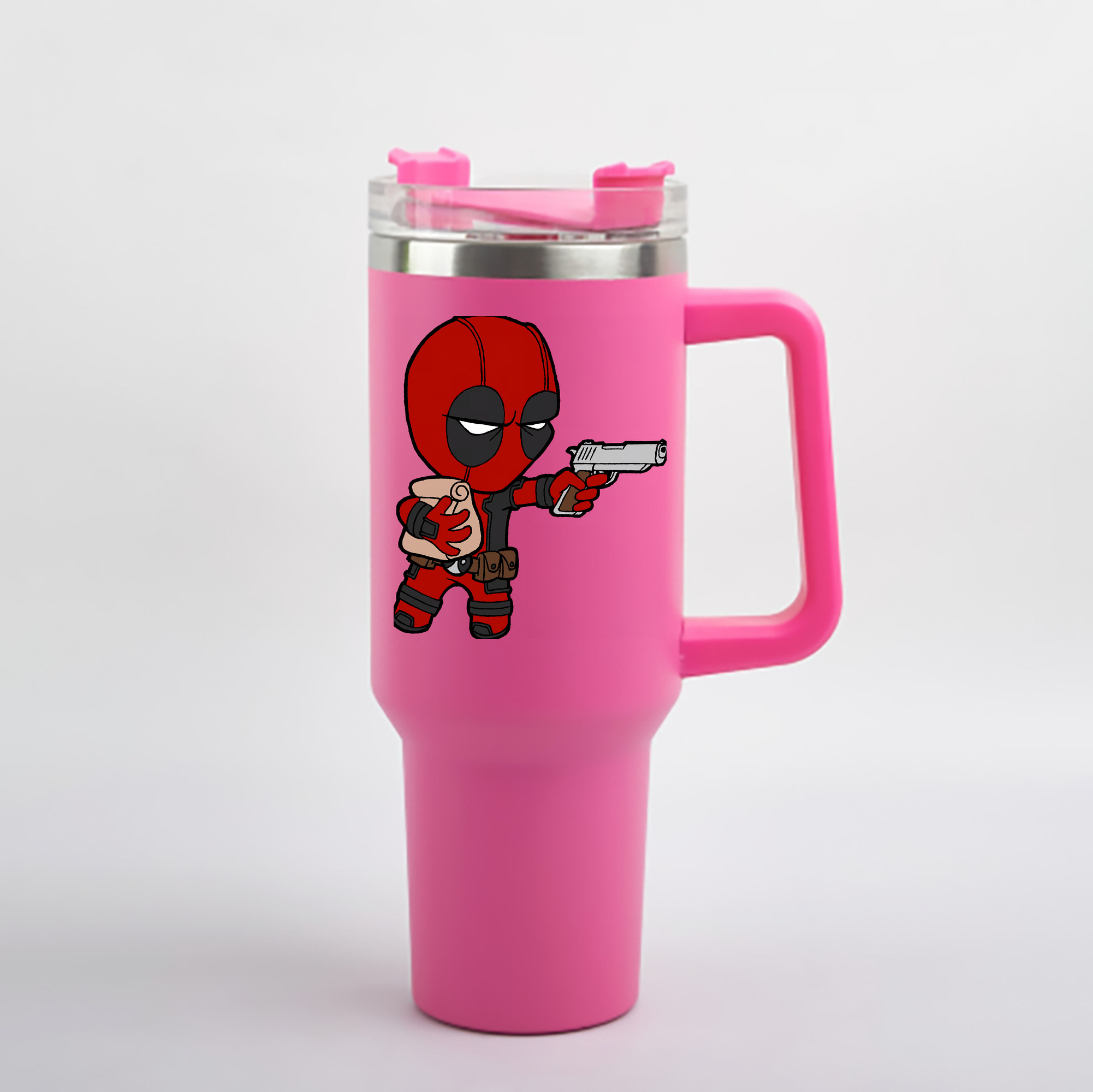 （画像用） Deadpool デッドプール 1200mL車用タンブラー - クリスタルステッカー（プラスチックストロー付き）